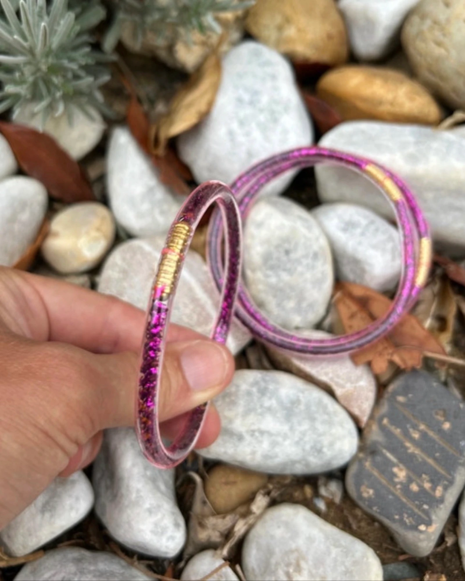 3 purple sequin Buddhist bangle bracelets – photo 4